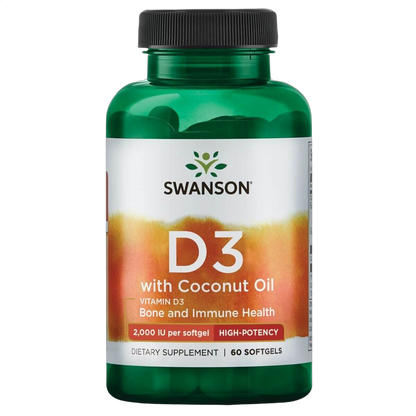 Vitamin D3 with Coconut Oil, 2000iu (50mg)