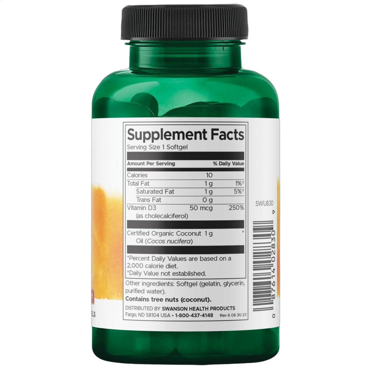 Vitamin D3 with Coconut Oil, 2000iu (50mg)