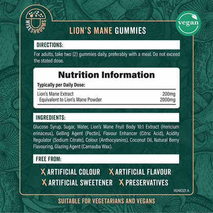 Lion's Mane Gummies, 2000mg, Bery Flavour
